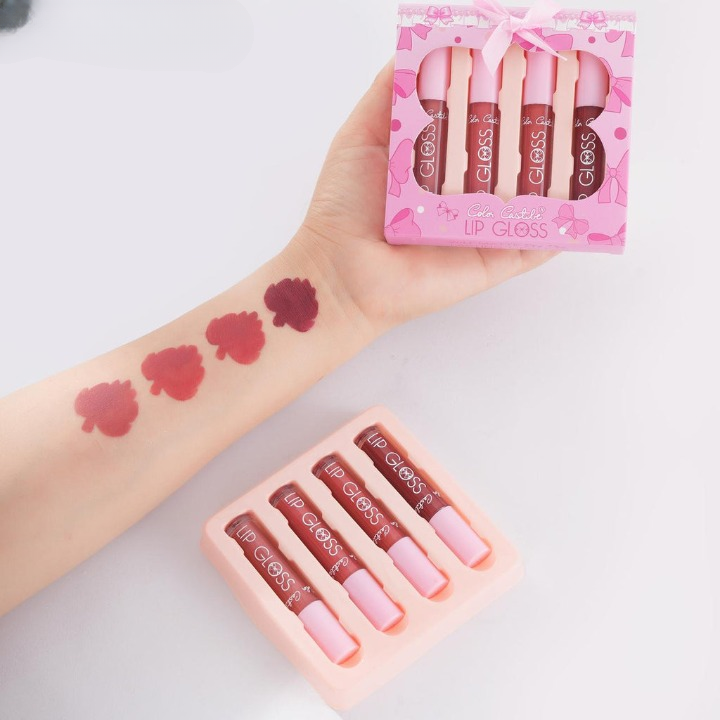 Lip Gloss, Color Castle Bow Style Liquid, Set Glossy Finish