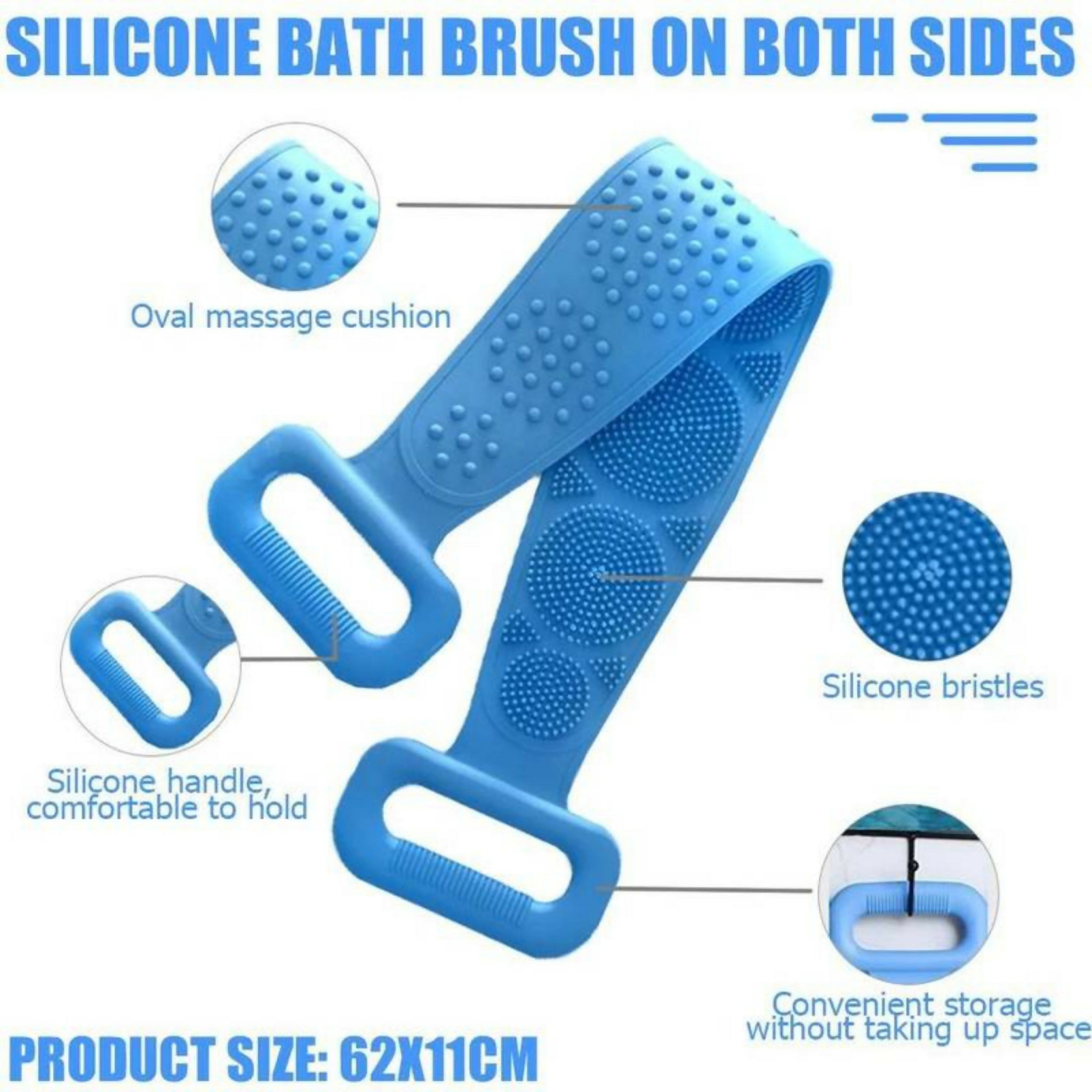 Silicone Back Scrubber Strap – Soft Exfoliating Body Wash Belt for Bath & Shower | Random Color