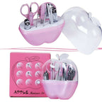 8 Pcs Apple Manicure Set ABS Plastic Mani Pedi Kit | Pink Colour