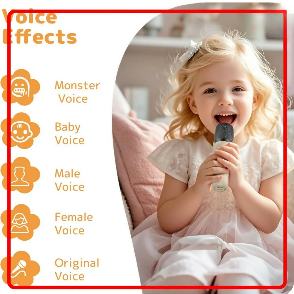 3-in-1 Karaoke Mic, Bluetooth Speaker, LED Lights, for Kids & Adults