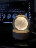 3D Galaxy crystal Ball lamp with wooden LED Base_Decorative Night Light (only Moon shape)