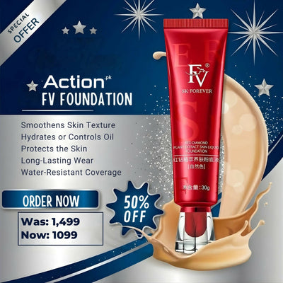 FV Liquid Foundation Makeup, 12-Hour Long Lasting, Concealer & Matte Coverage