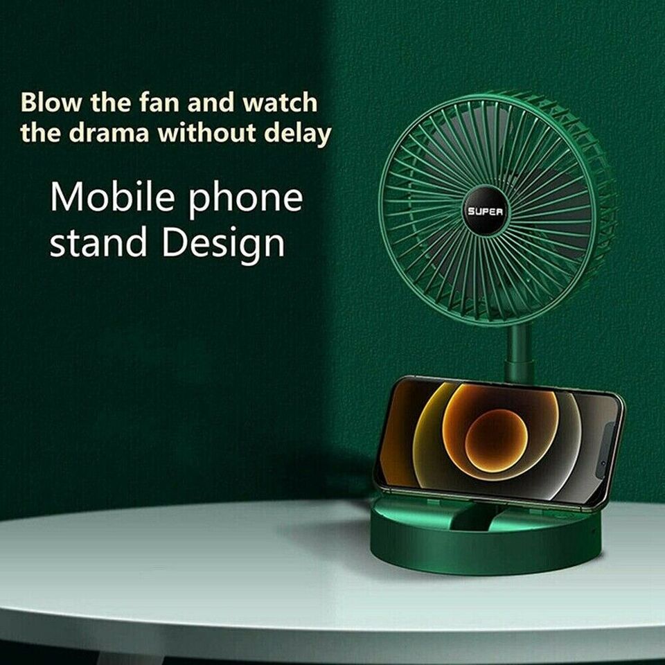 Fan, Portable Rechargeable Telescopic Folding, for Table with 3 Speed Levels