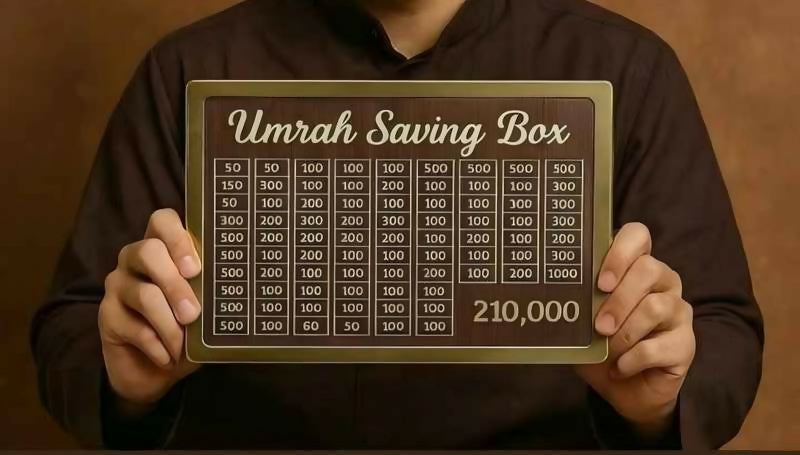 Umrah Saving Box – Box For Umrah Saving | Umrah Saving Box – Best Quality Umrah Saving Box – Umrah Saving Box Dark Brown, Wooden Money Box for Umrah – 210,000