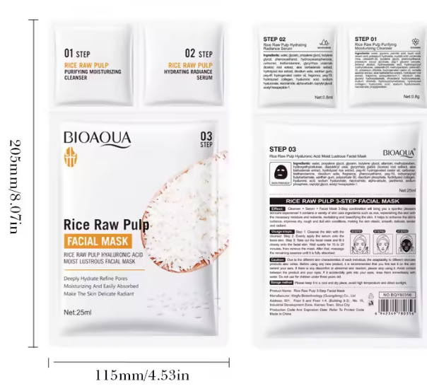 Bioaqua 3-Step Rice Raw Pulp Facial Mask