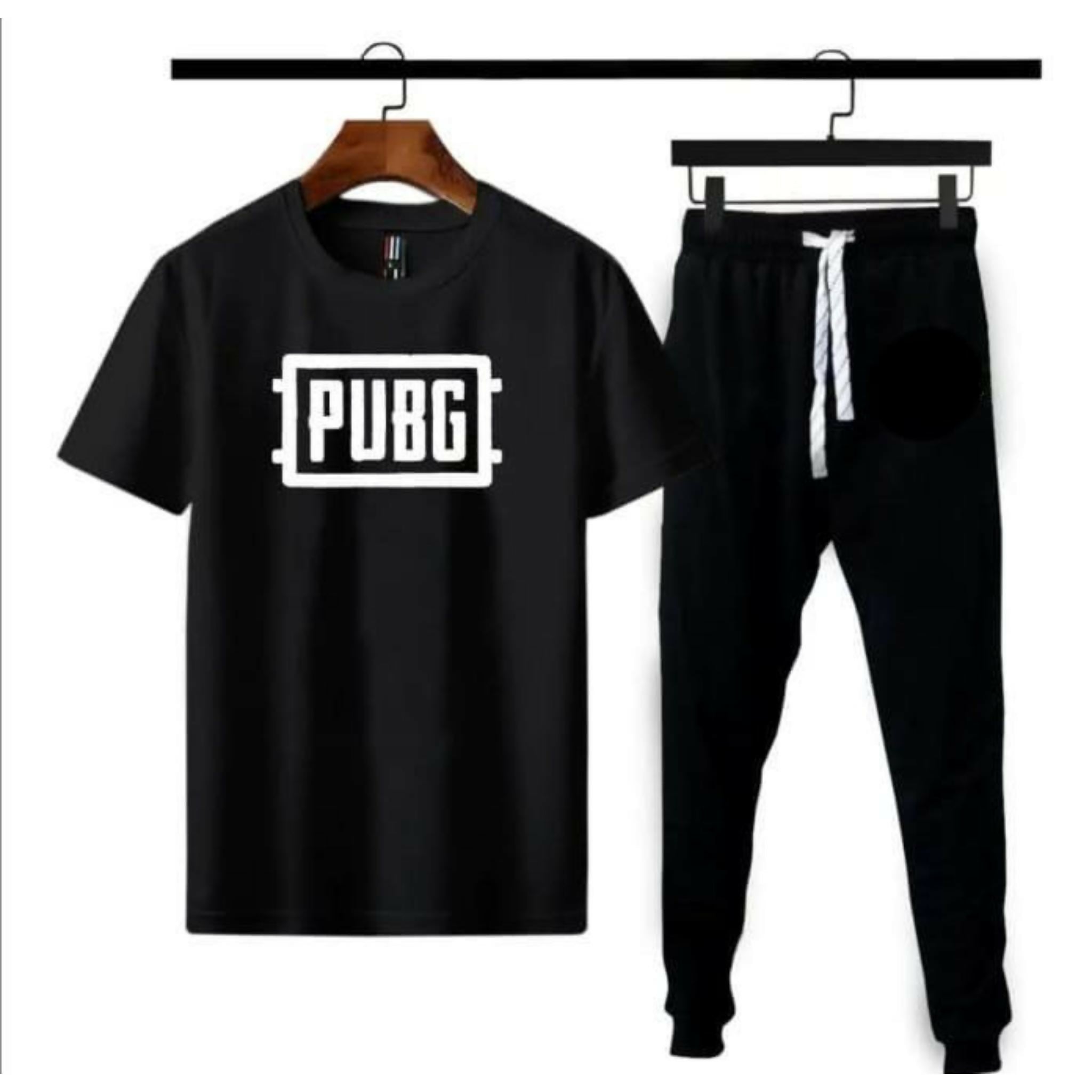 Men PUBG Printed Track Suit Black Polyester Medium to XL