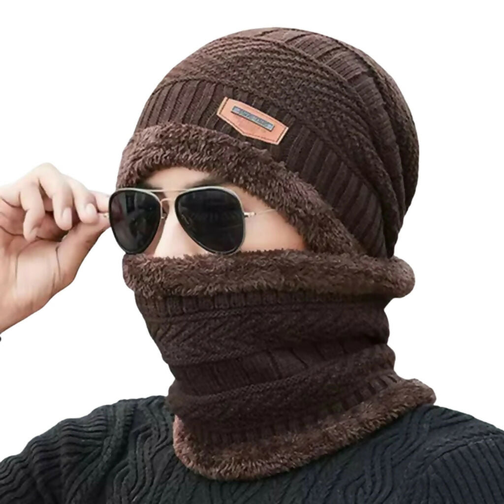 Premium Knitted Beanie Cap, Neck Gaiter & Gloves, for Winter Essentials