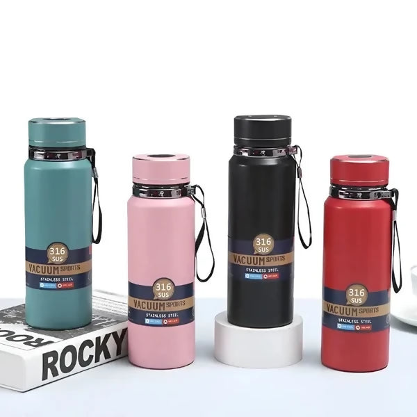 Digital Smart Vacuum 800ml Water Bottle | Stainless Steel Insulated Sports Bottle with LED Temperature Display | Hot & Cold | Random colors