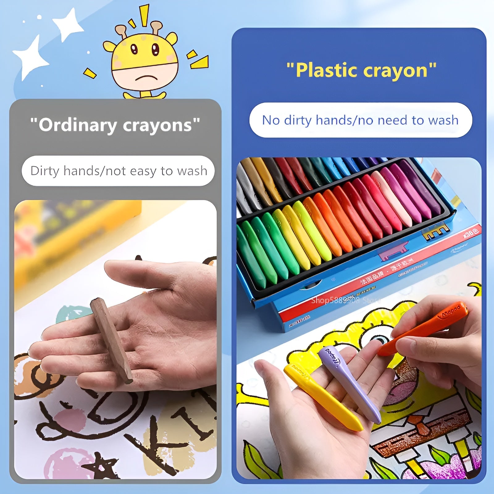 Color, Plastic Crayons Triangular Grip Set for Kids