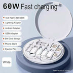 Multifunctional 60W Fast Charging Data Cable Set for Android & iPhone – Random Color