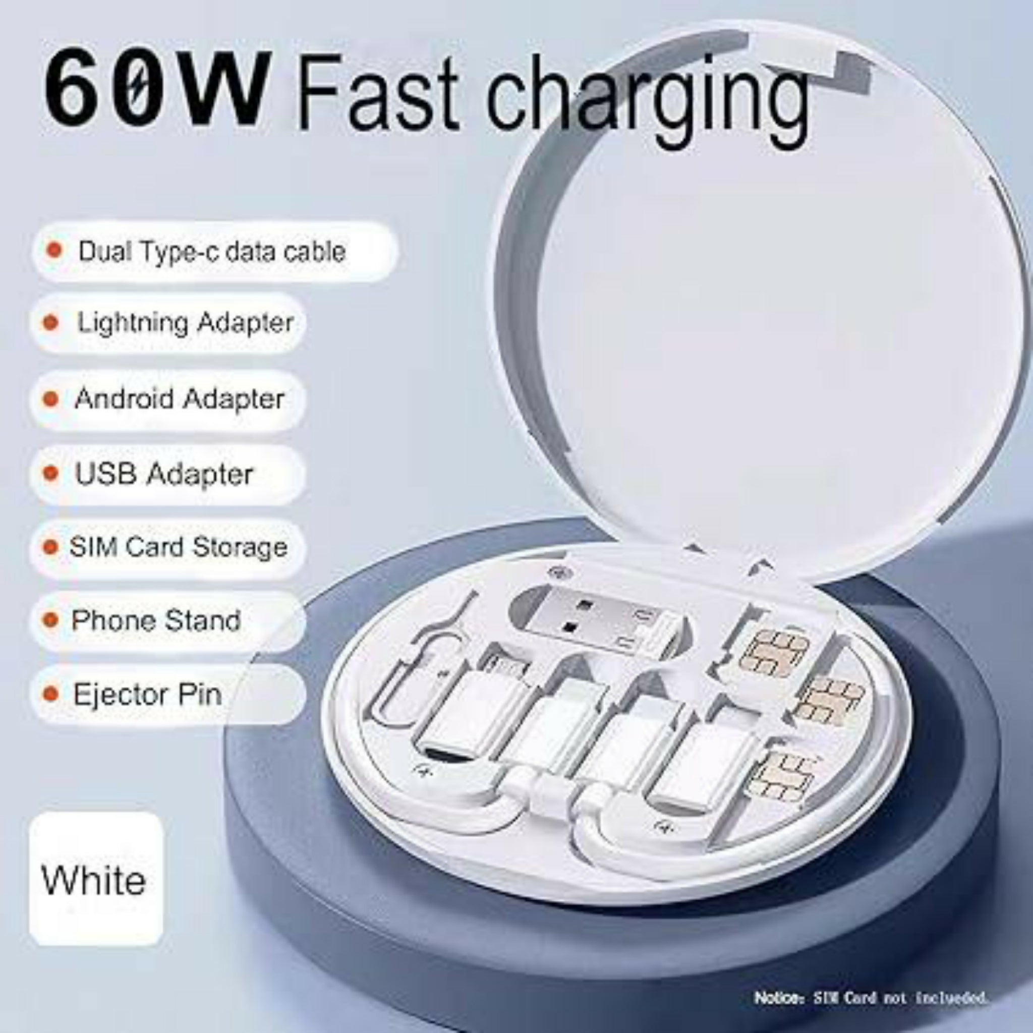 Multifunctional 60W Fast Charging Data Cable Set for Android & iPhone – Random Color