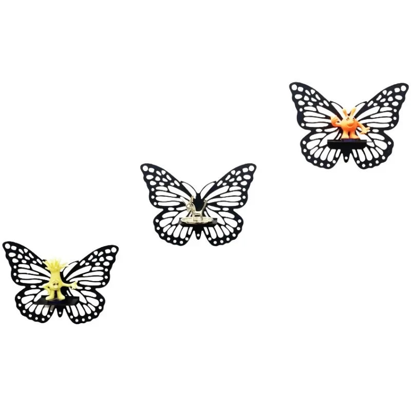 Wooden Butterfly Wall Shelf | Laser Cut MDF Wall Art Decor | Decorative Floating Shelf & Candle Holder | pack of 3