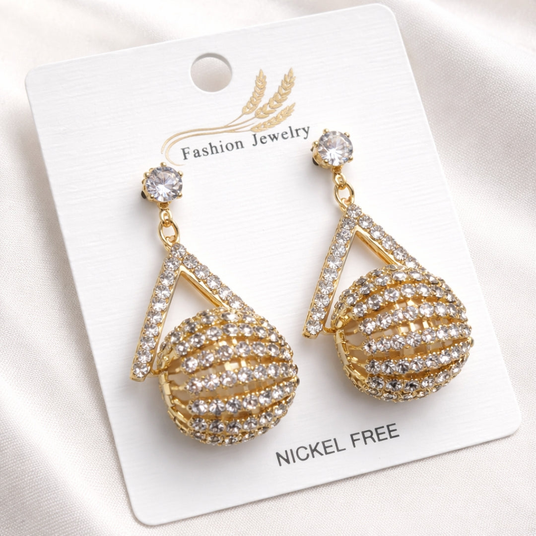Earrings with Crystal Ball Accent, Lightweight Fashion Earrings for Women