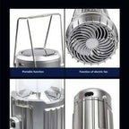 6 in 1 portable outdoor LED camping lantern with fan solar charge rechargeable light
