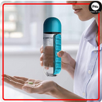 2 in 1 Daily Pill Box Organizer with Water Bottle 600ml