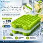 36-cube silicone ice cube tray with lid and honeycomb mold design