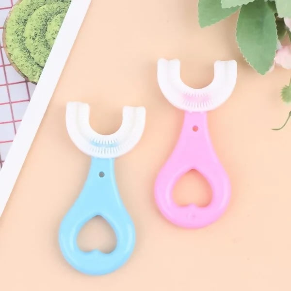 360° U-Shaped Baby Toothbrush | Soft Silicone Kids Oral Care & Teether Brush (Random Color)