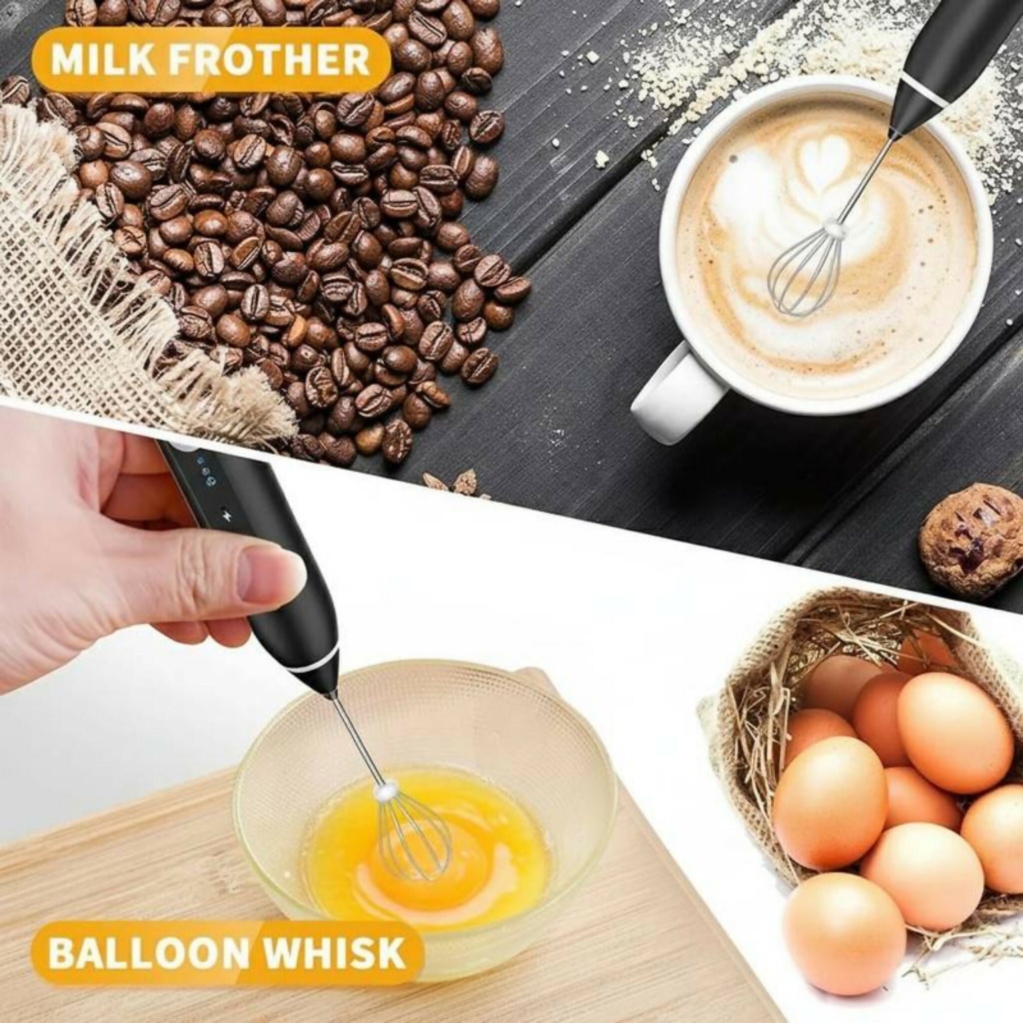Rechargeable Coffee Beater & Milk Frother – USB Electric Stainless Steel Whisk for Coffee, Cappuccino, Latte, Matcha & Hot Chocolate