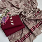 3 Pcs Women's Unstitched Plain Suit