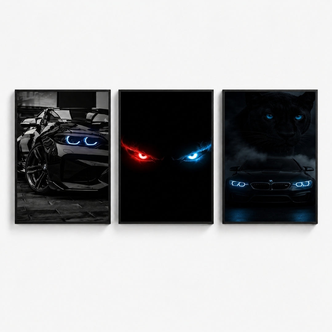 Supercar neon aesthetic wooden wall art frame
