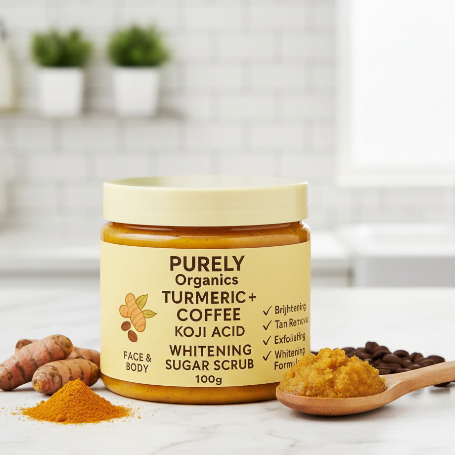 Purely Organics Turmeric + Coffee Kojic Acid Whitening Sugar Scrub (100g)