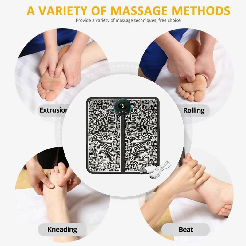 Smart EMS Bioelectric Foot Massager Mat - Portable Pulse Muscle Stimulator for Pain Relief, Circulation Boost & Acupoint Massage Therapy