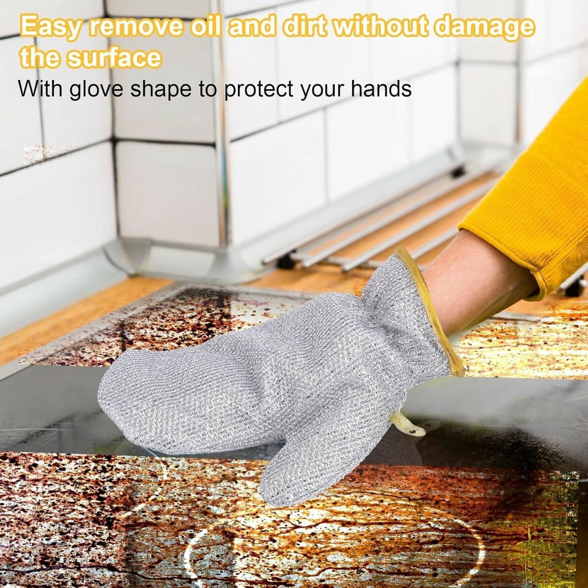 Pack Of 1 Heavy-Duty Wire Scrubber Dishwashing Mitts