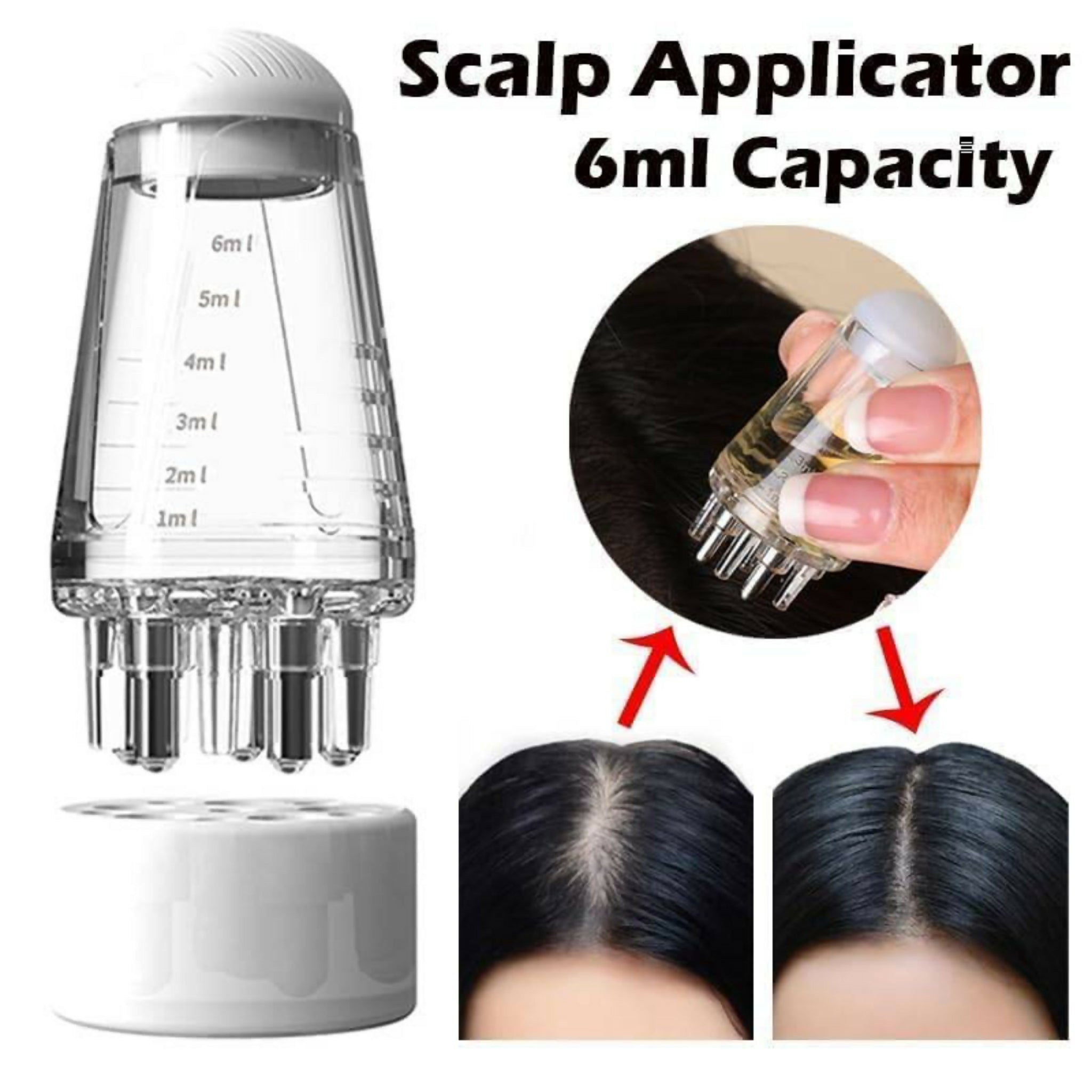 6ml Hair Oil Applicator Comb – Portable Scalp Massage & Hair Oil Applicator Bottle