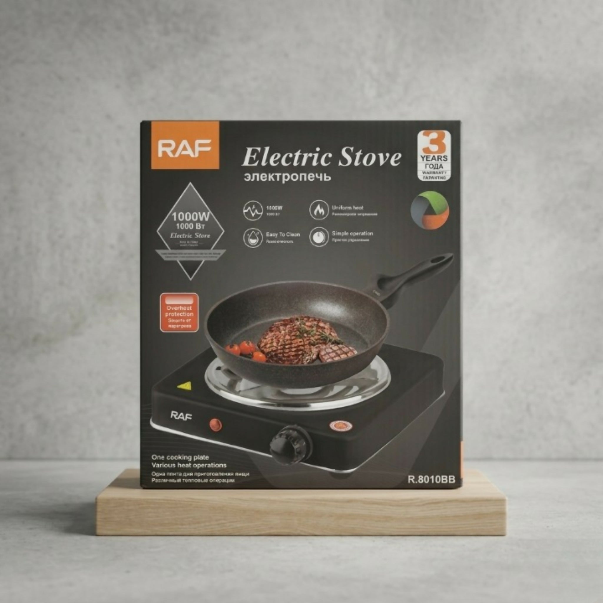 RAF 1000W Single Electric Stove – Portable Hot Plate Cooker with Adjustable Temperature & Overheat Protection