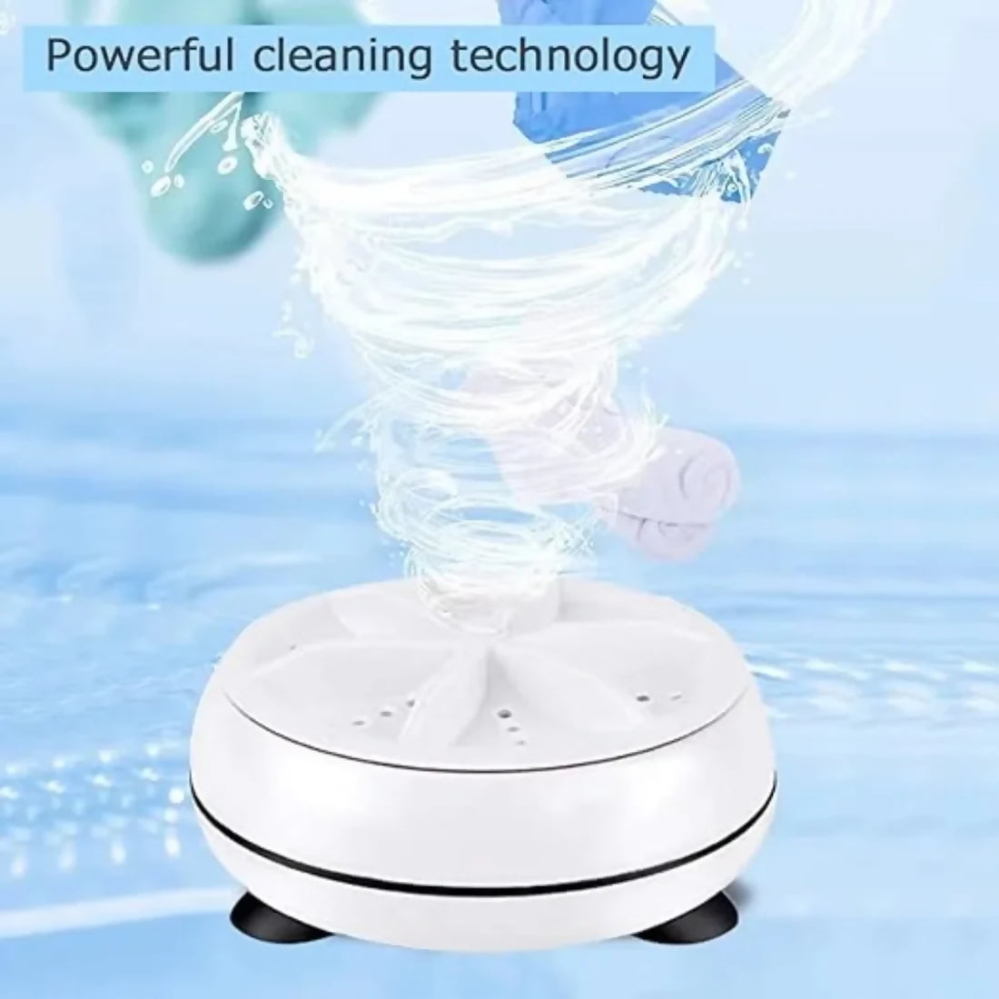 Portable USB Mini Turbo Washer | Ultrasonic Travel Washing Machine for Socks, Underwear & Dishes