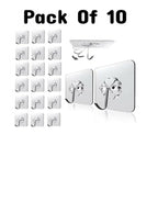 Transparent Self-Adhesive Wall Hooks Sticker – Strong Hold, No Drill, Damage-Free Hanging – Pack of 10