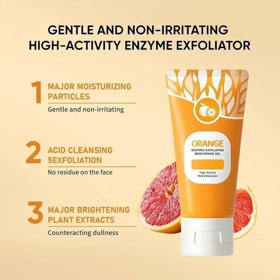 Orange Enzyme Exfoliating Gel | Brightening & Gentle Citrus Enzyme Scrub | Removes Dead Skin, Smooths Texture & Reveals Radiant, Glowing Skin (50gm)