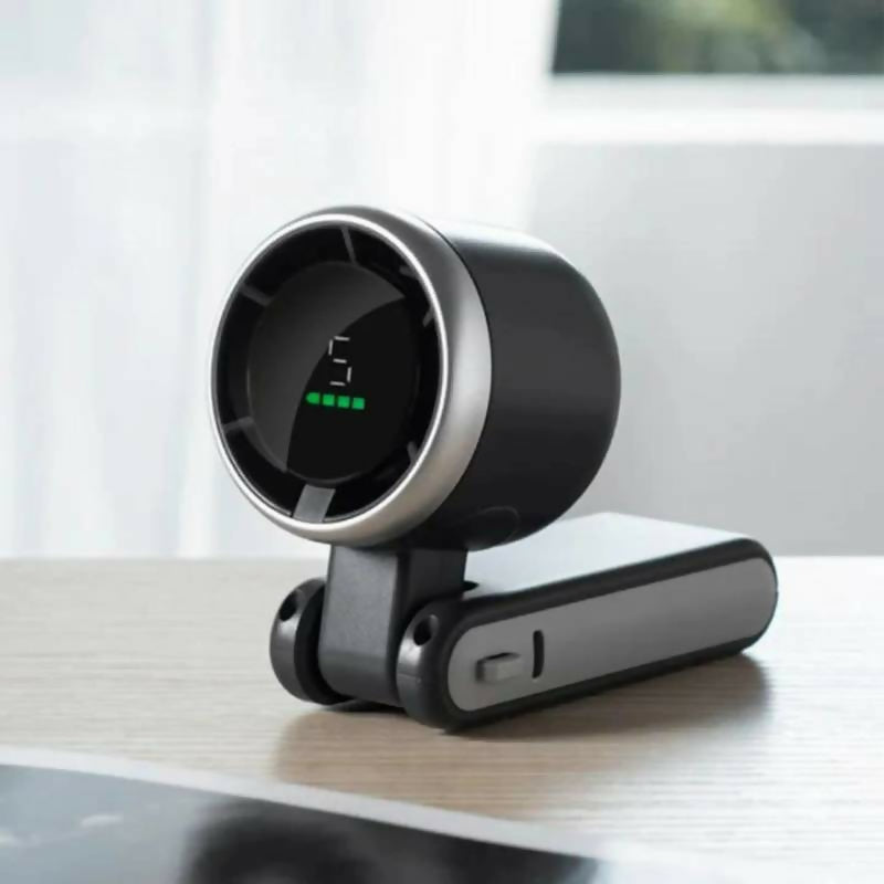 Handheld Folding Turbo Fan With 5 Speed Adjustment Portable Rechargeable Cooling Device