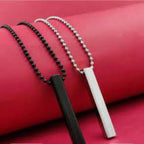 Pack of 2 Boys Bar Necklace – Stainless Steel Black Pendant Necklace