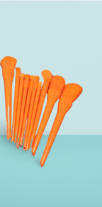 10 Pcs Professional Makeup Brush Set – Face, Eyes &amp; Lips | Concealer, Blush, Eyeshadow, Highlighter | Orange &amp; Green Colors