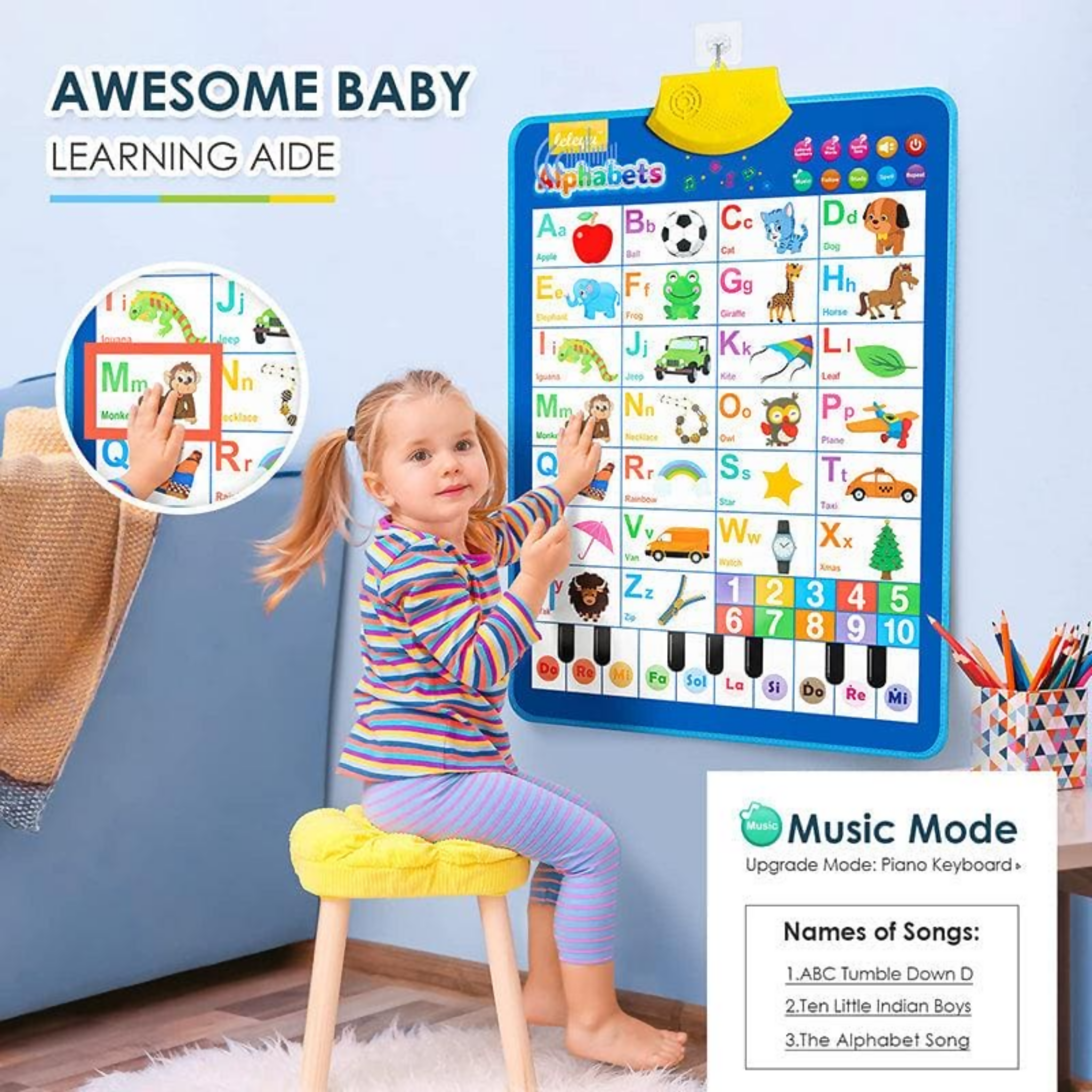 Alphabet Wall Chart, Interactive Electronic English, for Early Learning