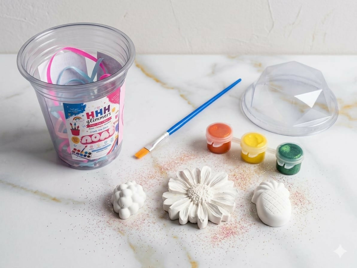 DIY Paint Kit For Kids Creative Play And Party Favors With Unpainted Plaster Figures Daisy Grapes Pineappl