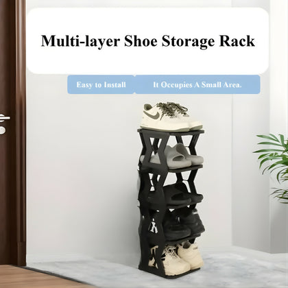 X-Shaped 5-Tier Shoe Rack, Durable Plastic, Space-Saving Home Storage