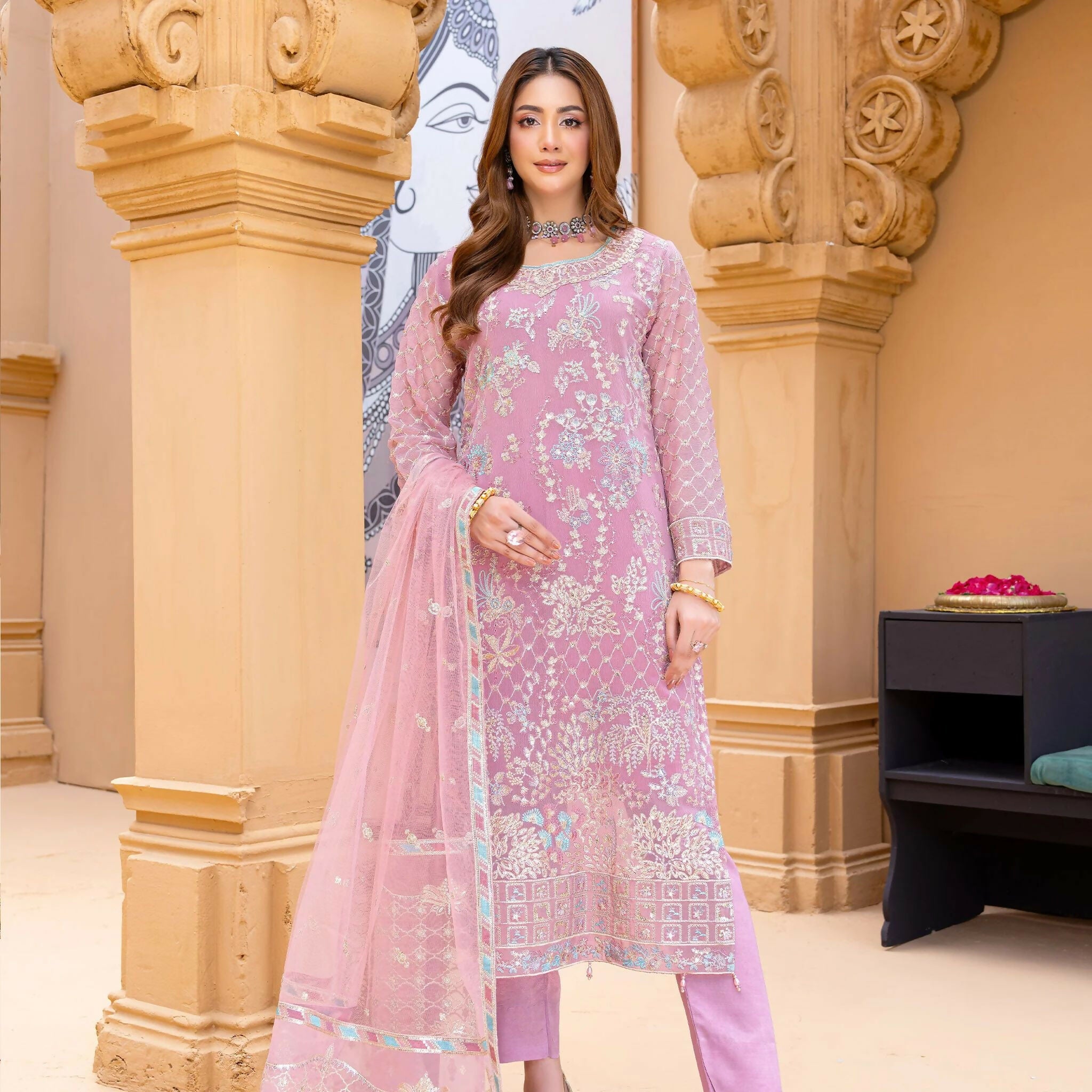 Semi Stitched Chiffon Suit