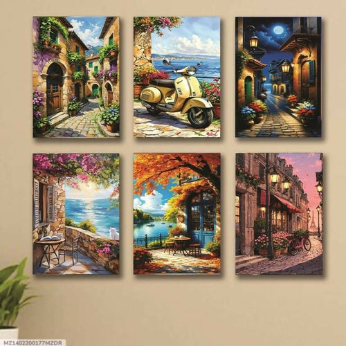 Set of 6 Wall Art Wooden Phototile Frames for Wall Decor