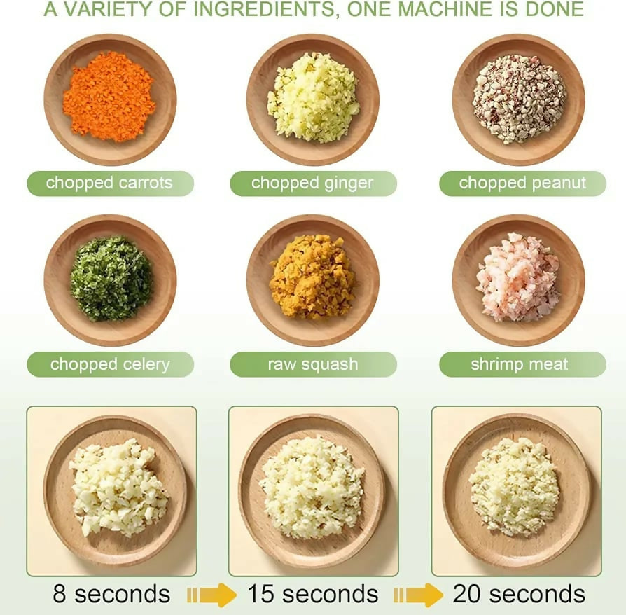 4 in 1 Handheld Electric Vegetable Cutter Wireless Food Processor for Garlic Pepper Chili Onion Celery Ginger Meat with Brush