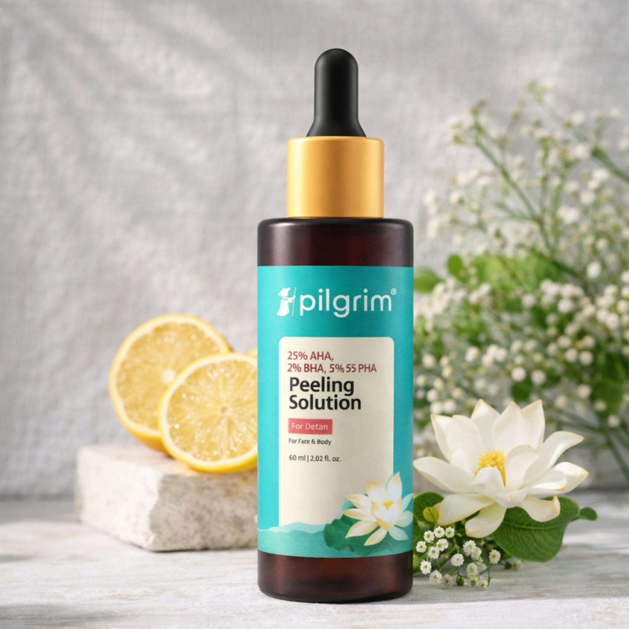 Pilgrim 25% AHA 2% BHA 5% PHA Peeling Solution – Detan & Exfoliating Serum 60ml