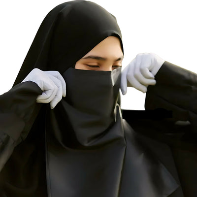 Half Naqab Patti, Long Nosepiece in Breathable Silk & Comfortable Fit, for Women