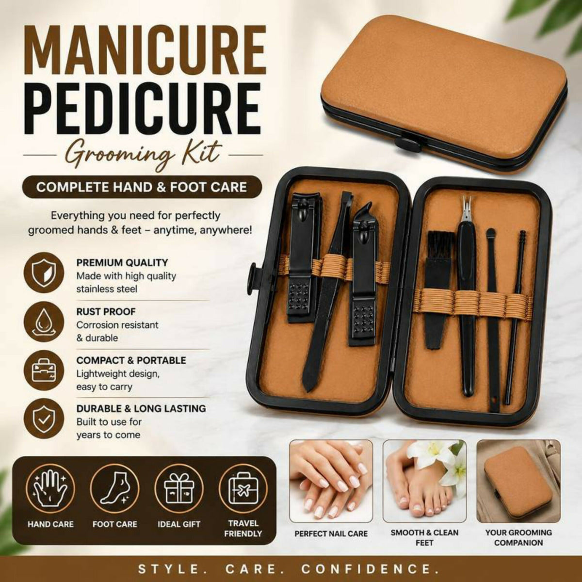 7-Piece Manicure & Pedicure Nail Care Kit – Professional Nail Grooming Set