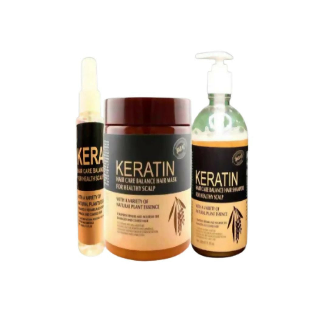 Keratin Hair Care 3-in-1 Deal Pack, Shampoo Mask Serum Combo
