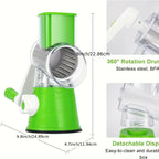 Manual 3‑in‑1 Vegetable Cutter & Drum Grater | Round Slicer | Multifunctional Kitchen Gadget