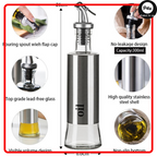 Olive Oil & Vinegar Glass Dispenser – 300ml Leak-Proof Kitchen Bottle with Dropper
