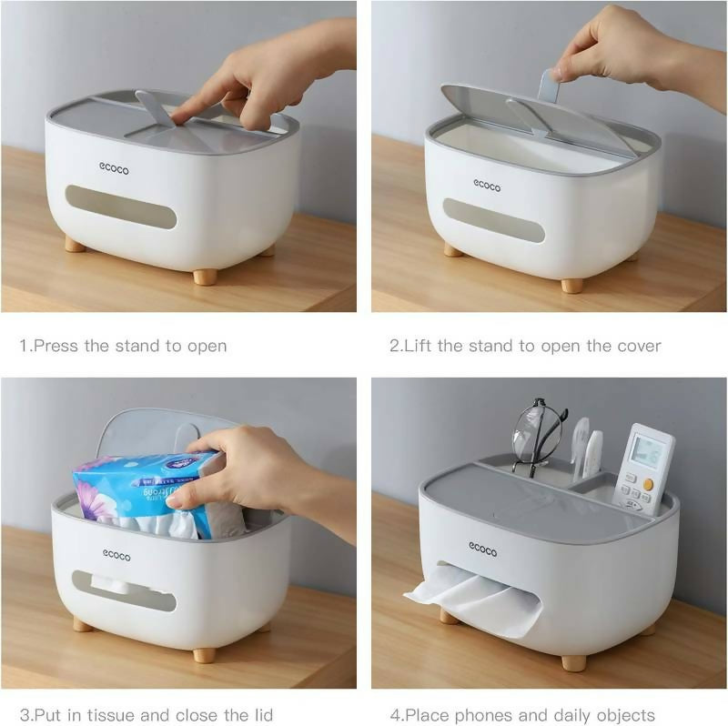 Ecoco Tissue Box With Multifunctional Storage Drawer Is A Creative Desk Organizer Designed For Kitchen Living Room And Office .