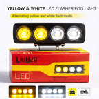 4 Lens Flasher Fog Light 40W – Dual Color White & Yellow LED Strobe Light for Bike & Car (DC 9V–80V) | Pack of 1
