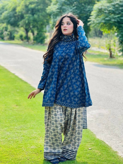 Uswa Zia 3 Piece Printed Swiss Lawn Suit